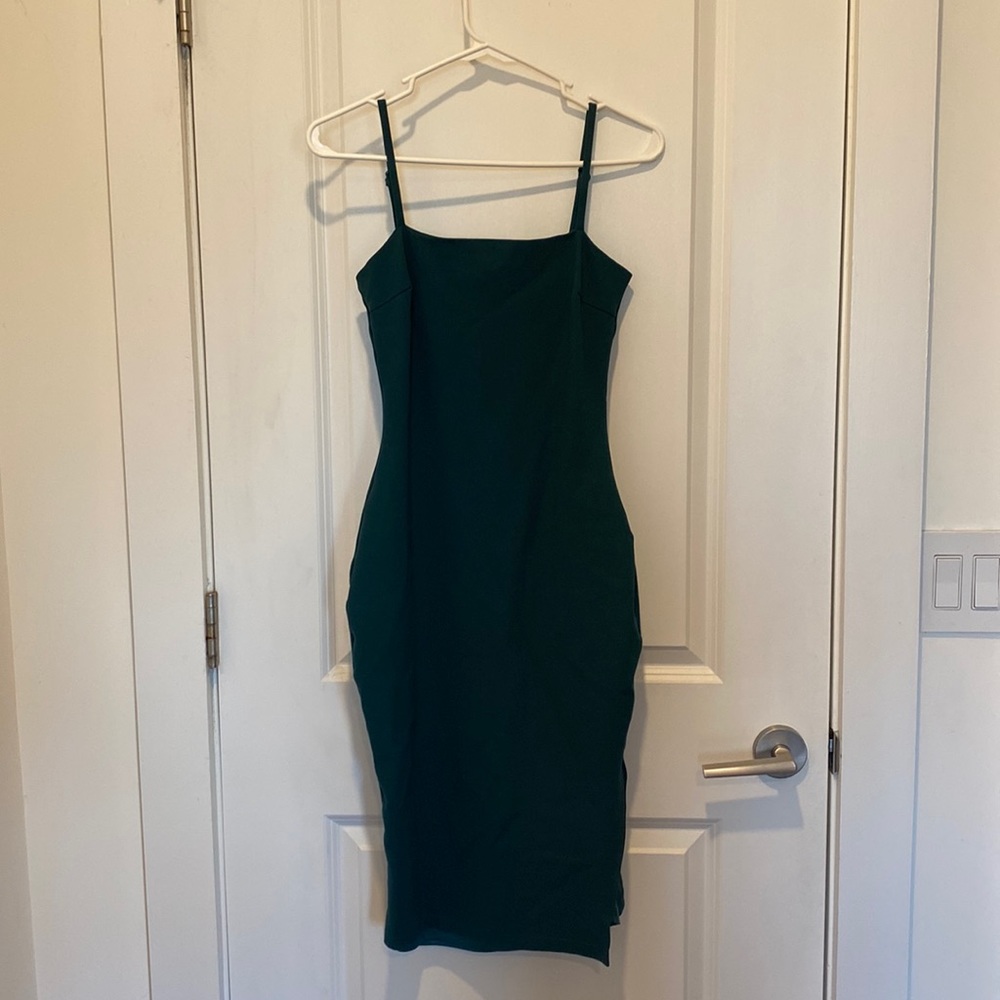 Paulina Forest Green Bodycon Midi Dress